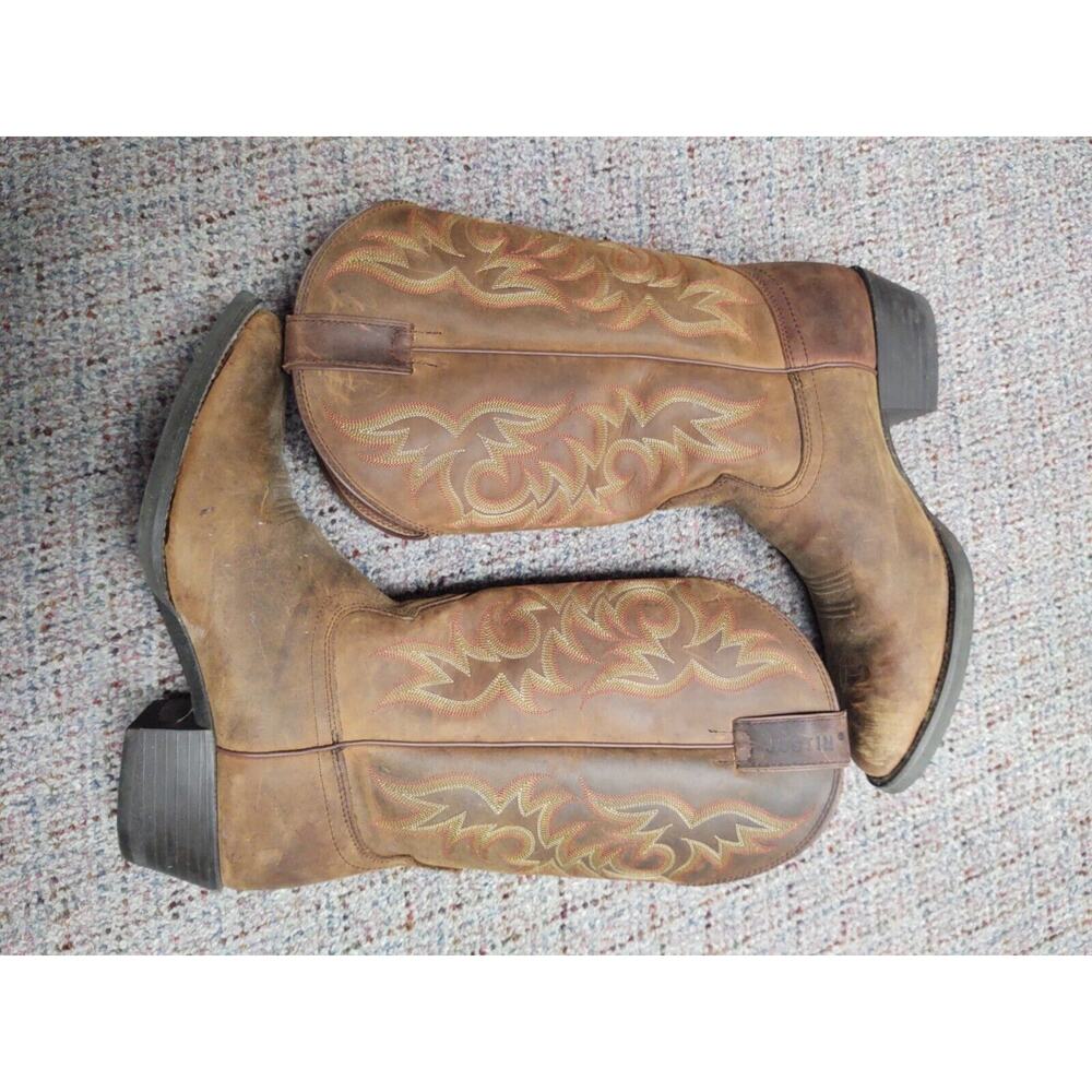 JUSTIN WESTERN BOOTS 11EE LEATHER UPPER BROWN STYLE 2551